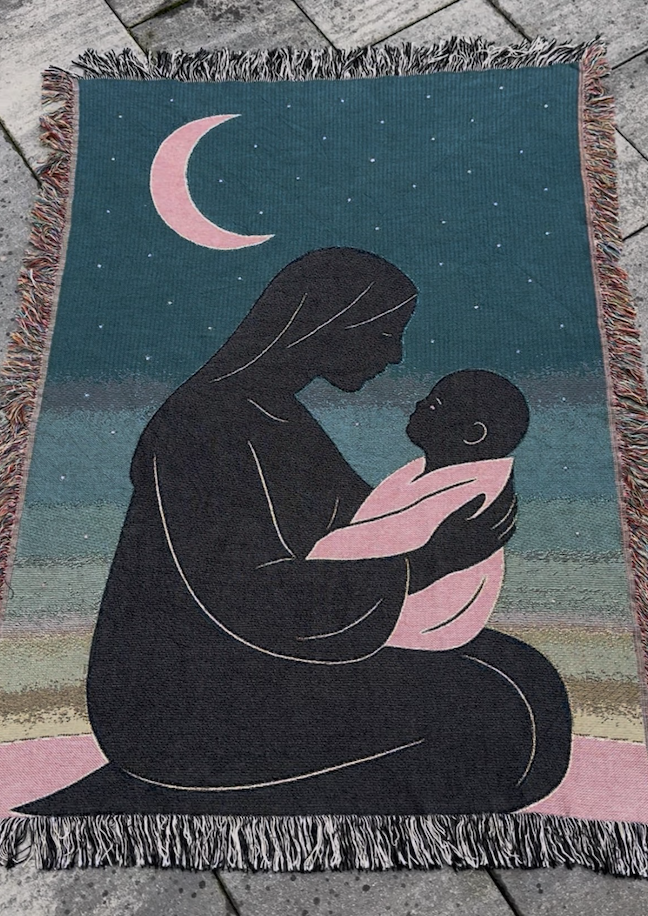 Handwoven “Mother & Child” Blanket — For the Children of Palestine